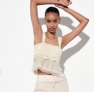 Zara Cream Lace Crop Top